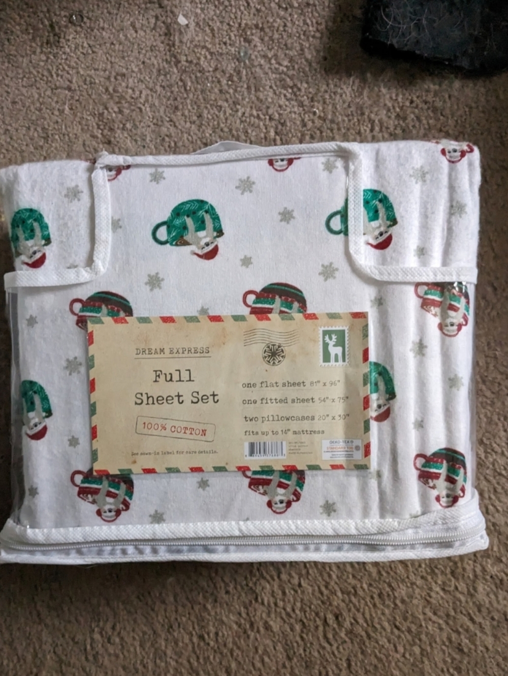 NWT Holiday Sloth Flannel Full Sheet Set
